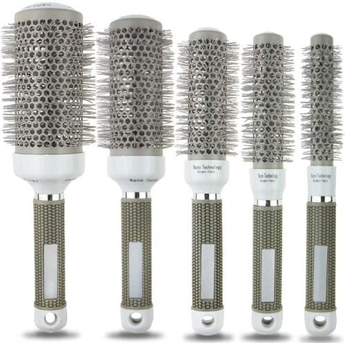 6 Size Hair Brush Nano Hairbrush Thermal Ceramic Ion Round Barrel Comb Hairdressing Hair Salon Styling Drying Curling