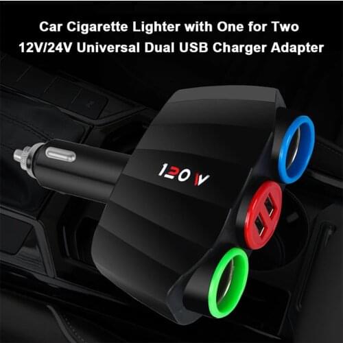 Car Charger Portable Multifunction Dual-port Car Cigarette Lighter Socket Dual-port USB Car Charger For iPhone Charging In Car