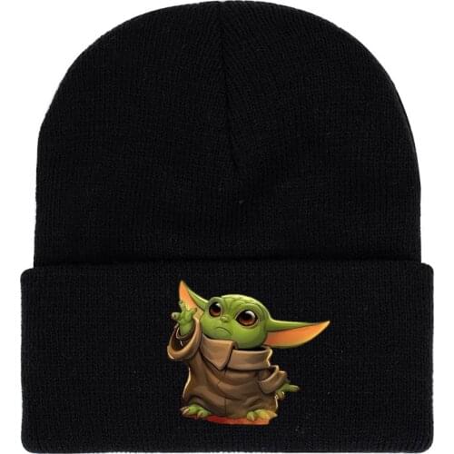 Disney Mandalorian Yoda Baby Knit Hat Star Cosplay War Fall Winter Warm Mens and Womens Hat Party Gifts for children