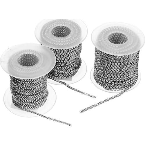 Julie Wang 10 Yards 2/2.5/3mm Square Pearl Chain Stainless Steel Rolo Chains For Necklace Pendant DIY Jewelry Making Accessory