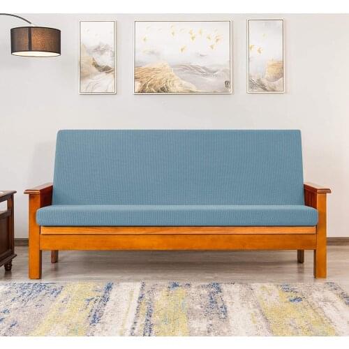 Stretch Armless Futon Cover Mattress Cover Washable Slipcover Sofa Cover Light Blue