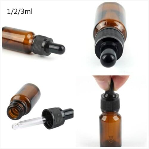 1ml 2ml 3ml dropable bottle amber travel portable empty glass liquid perfume essential oil dispensing bottle makeup tool