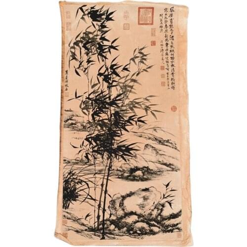 Chinese Old Scroll Shi Tao Bamboo Painting Rice Paper Painting Slice