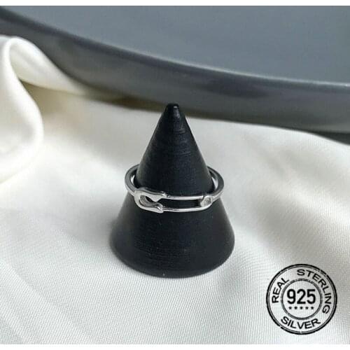 Pin Zircon Rings S925 Silver Opening Adjustable For Women Creative Fashion Simple Korean Style Trendy Girlfirend Jewelry INEFFA