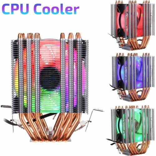 LGA 2011 X79 X99 CPU Cooler 6 Heat Pipes 3pin Dual Fan Cooler Quiet Cooling Fan Heatsink Radiator for LGA 115X/1366/775 for AMD