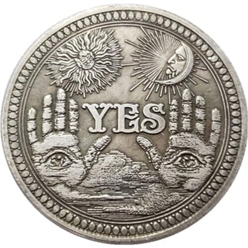 1 PC Yes/No Gothic Prediction Decision Coin All Seeing Eye Or Death Angel Nickel USA Morgan Dollar Coin