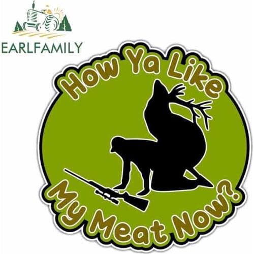 EARLFAMILY 13cm x 12.7cm For Deer Hunting Hunter Meat Rifles Anime Wrap Sticker Creative Stickers Sunscreen Bumper Decoration