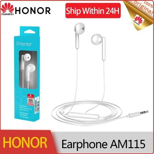 Huawei Honor Earphone AM115 3.5mm In-ear Earbuds with Mic Volume Control for Smartphone Huawei P7 P8 P9 Honor 5X 6X Mate7 8 9