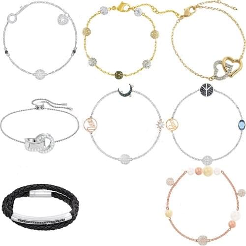 2019 new crystal lock moon pearl double love silk belt women mens braid Rope bracelet lover jewelry gift