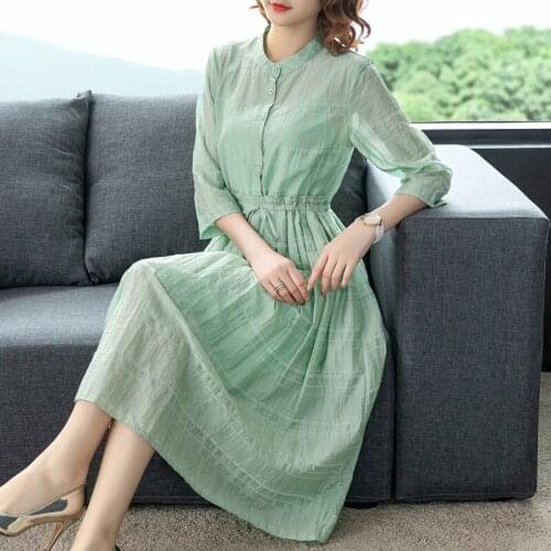 Fall Winter Solid Cotton Linen Midi Dresses 2021 Korea Vintage 3XL Plus Size Long Dresses Women Elegant Bodycon Party Vestidos