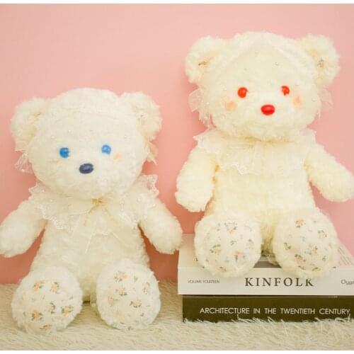 1pc 45cm Lovely Curly Bear Plush Toys Exquisite Lace Teddy bear Dolls Stuffed Soft Dolls Animal Pillow for Kids Girls Gift