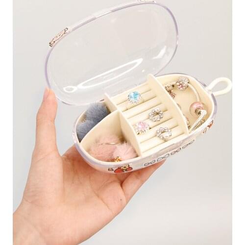 Transparent Jewelry Box Jewelry Organizer Display Travel Jewelry Case Portable Earring/Ring/Necklace Holder Plastic Storage Box
