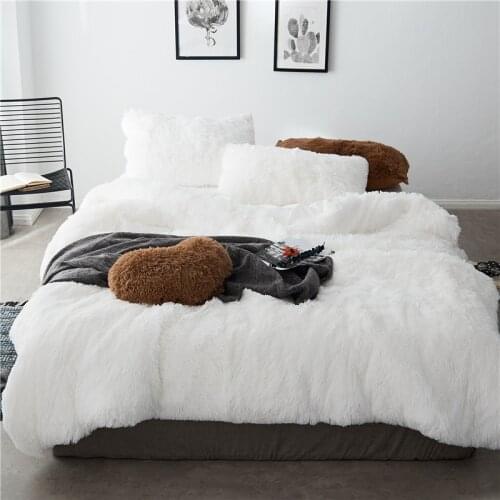 Luxury Plush Shaggy Duvet Cover Set Multi Solid Color Twin Full/Queen 4/7Pcs Bedding set Beed sheet Pillows for Winter Soft Warm