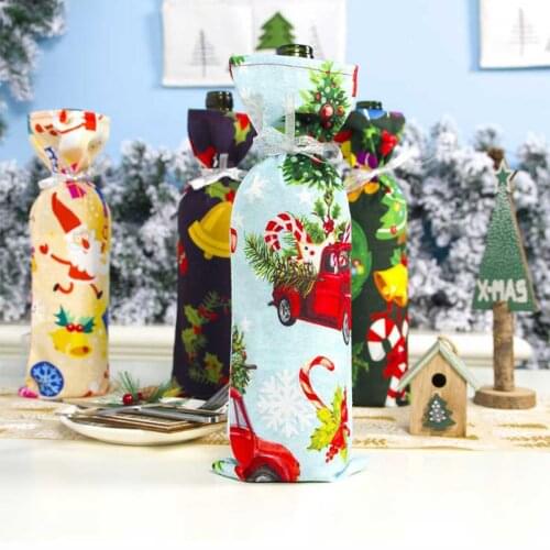 7 PCS Christmas Wine Bottle Bags Xmas Red Wine Bottle Covers Decorative Champagne Holder Gift Holders
