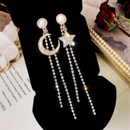 Fashion Letter Link Chain Dangle Earrings Elegant Imitation Pearl Crystal Alphabet Ear Studs Simple Gold Earring for Women New