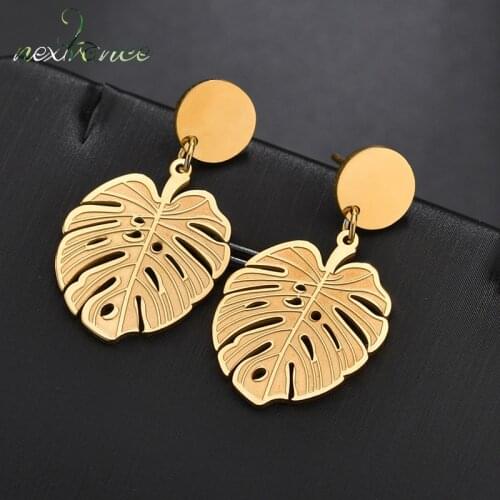 Nextvance 2019 New Fasion Hollow Leaf Earring For Women Gold Simple Stainess Steel Earring Jewlry Gift For Lover