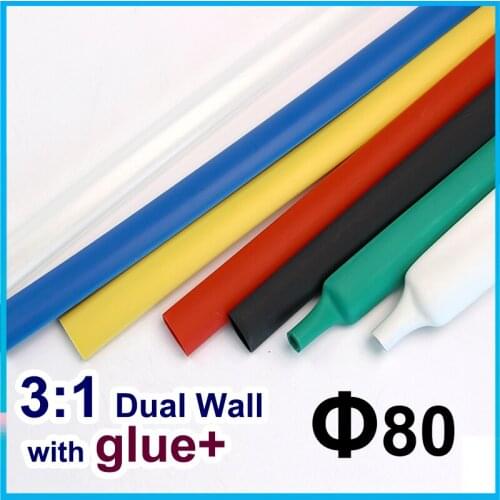 1.22meter/lot 80mm 3:1 Dual Wall Heat Shrink Tube with thick Glue heatshrink Tubing Adhesive Lined Cable Sleeve Wrap Wire kits