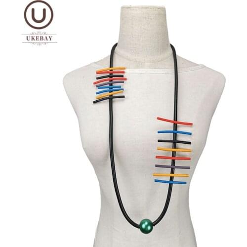 UKEBAY New Gothic Pendant Necklaces For Women Statement Necklace Rubber Chain Pearl Accessories Handmade Jewelry Punk Necklaces