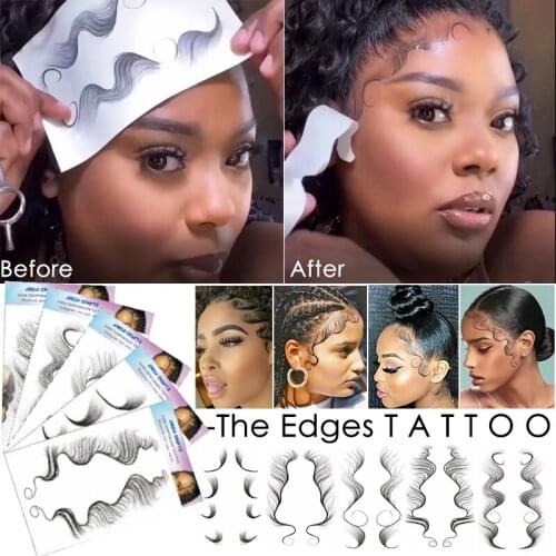 16 Types Hairline Tattoo Stickers Waterproof Baby Hair Edge Temporary Tattoo Sticker Natural Curly Hair Fake Tatoo Makeup Tools