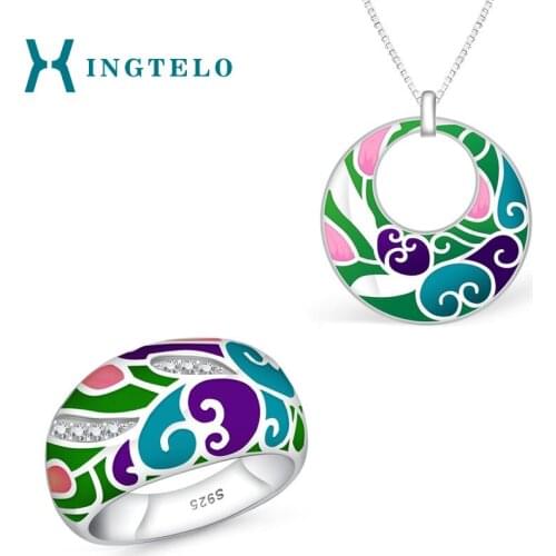 XINGTELO 925 Sterling Silver Jewelry Set for Women Transparent Ring Pendant Colorful Accessories Engagement Jewelry