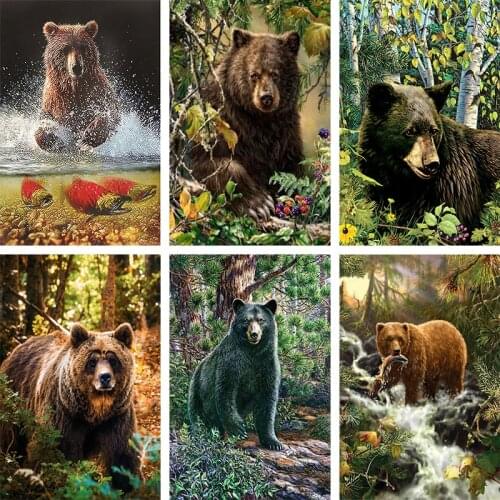 ZOOYA-full Square Round Diamond Painting 5d Bear Cross Stitch Animal Diamond Embroidery Crafts Mosaic Kit
