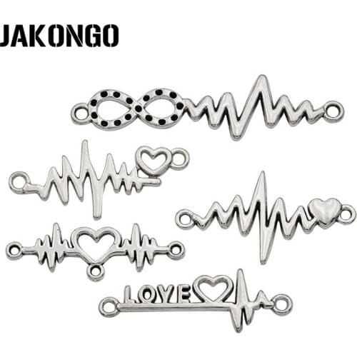20PCS Antique Silver Plated Electrocardiogram Charms Pendants Jewelry Making Bracelet DIY Handmade Accessories
