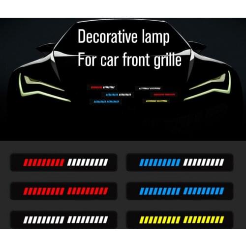 2x 3D Led Car Light Front Grille Led Decorative Light Beacon Day Night Time Running Lamp Grille Lights Car Exterior Accessories