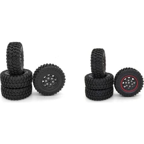 4PCS 49X18mm Beadlock Wheel Rims Tires Tyre Set for Axial SCX24 90081 1/24 RC Crawler Car Upgrade Parts Accessories