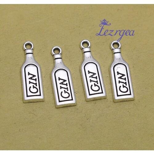 40pcs/lot--21x7mm, wine cham,Antique silver plated Gin wine charms,DIY supplies,Jewelry accessories