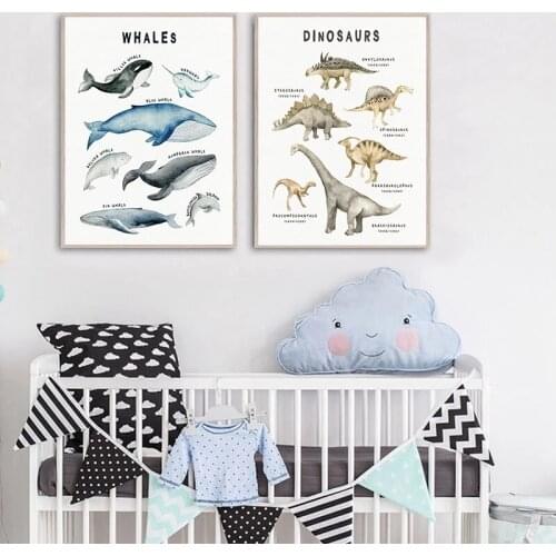 Dinosaurs Whale Shark Marine Abstract Art Canvas Painting Living Room Bedroom Cafe Internet Nordic Style Wall Art Pict