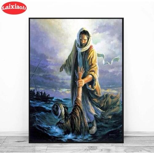 5D DIY Diamond Embroidery All Souls Day Jesus Peter Walking On Water Diamond Painting Cross Stitch Mosaic New Arrival Wall Art