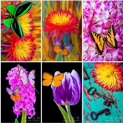 Flowers And Butterflies Diamond Embroidery Needlework Diy Diamond Painting Cross Stitch Pasted Painting Fashion Home Decoration