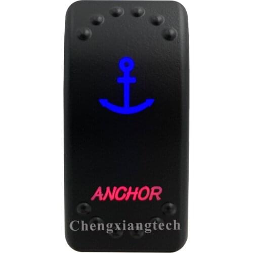 Car Boat Truck Rv Bus - On Off - Up Blue & Down Red Led - Rocker Switch - ANCHOR - 5 Pins - SPST - Waterproof - Customer DIY