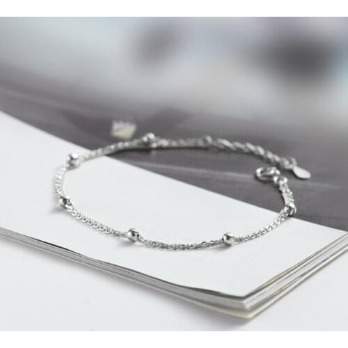 Delicate 925 Sterling Silver Bracelets Double Chain Women Girls Bracelet Female Wedding Valentines Jewelry