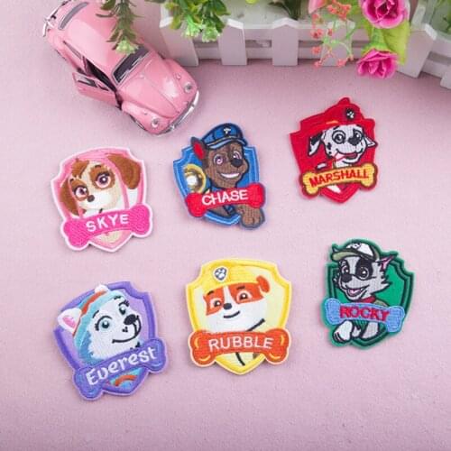 Kids Paw Patrol Embroidery Patch Cloth Embroidery Anime Action Figures Label Cloth Trademark Badge Armband Clothing Accessories