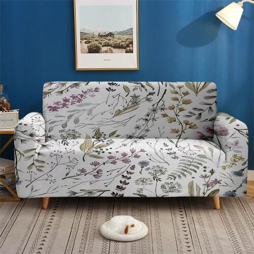 Customize 3D Print Elastic Couch Spring Plant Leaves Slipcover Living Room Bedroom Home Decoration 1/2/3/4-seater Cover Sofa