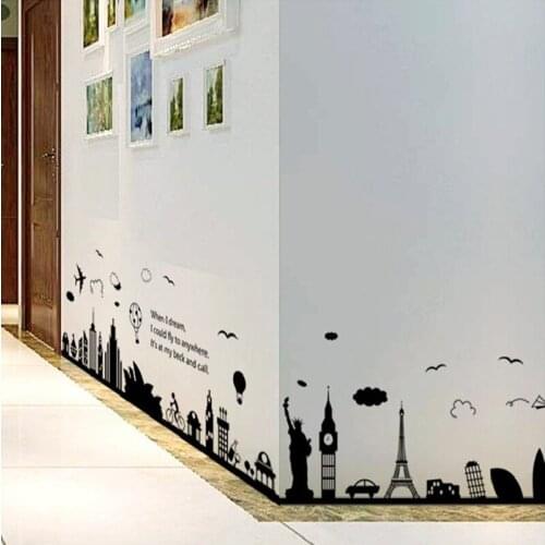 Building Silhouett For Living Room Sofa Background Decoration Home Decal Pattern Removable Pvc Plane Window Diy Poster Rushed