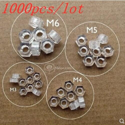500-1000pcs wholesale DIN934 m2 m2.5 m3 m4 m5 m6 m8 50Pcs Transparent Acrylic Nuts Hex Hexagonal PC Lock Nuts