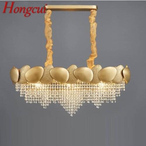 Hongcui Chandelier Creative Rectangle Pendant Lamp Fixtures Postmodern LED Gold Light for Home Living Dining Room