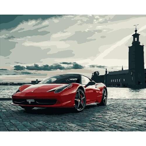 Painting By Numbers DIY Famous car Sports car Landscape Canvas Art picture Acrylic Coloring By Numbers Home Decoration Big Size