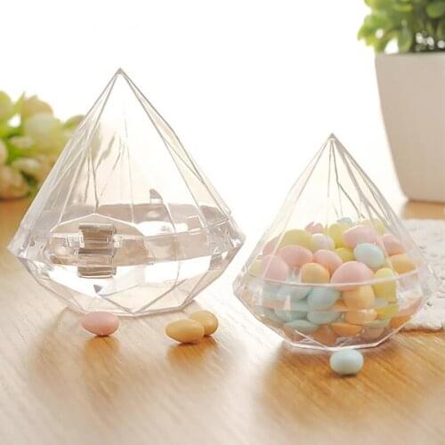 New Diamond Shape Candy Box Plastic Transparent Creative Petals Chocolate Container Box Birthday Wedding Party Durable Gift Box