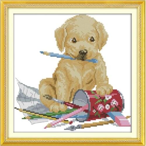 The Dog Painting Cross-stitch Sets Embroidery Thread Kit 14ct 11ct Counted Printed Canvas DIY Handmade Needlework Set Home Decor