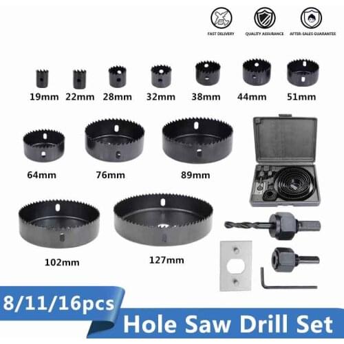 Wood Drill Bit Set 8/11/16pcs Hole Saw Drill Cutter Carbon Steel Wood Core Drill Bit Hole Cutter Drilling Tools