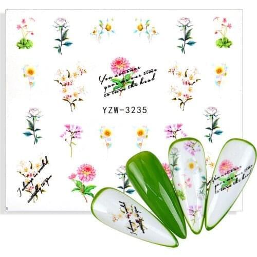 1 Sheet Butterfly Bird Floral Watermark Nail Sticker Flower Leaves Nail Art Decals Sliders Manicure Decorations Foils