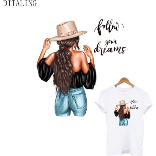 Dream Girl Patch Iron On Transfers Patch For Clothing Fashion Girl Thermal Sticker DIY T-Shirt Top A-Level Heat Transfer Sticker