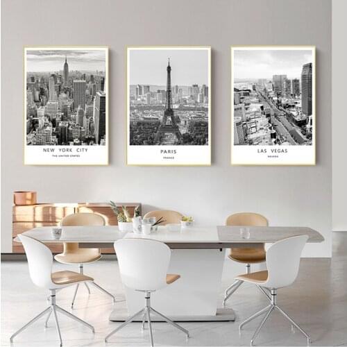 Prints Nordic Style Wall Art Picture Home Decor Black White Canvas Painting World City Landscape Paris London New York Poster