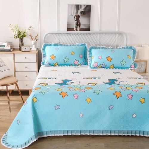 2020 new products All cotton printing with quilting Bed cover Fitted Sheet Pillowcases 2/3 pcs Pleated lace bedding