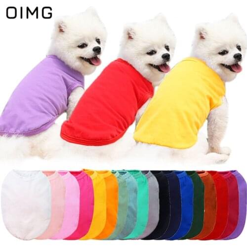 OIMG Solid Puppy Clothes Summer T-shirts For Small Meduim Large Dogs Clothes For Pomeranian Labrador Pet Costume Cat Shirts