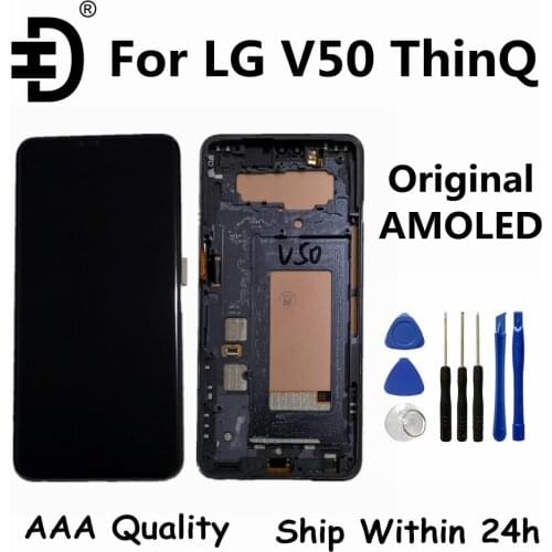 6.4" Original AMOLED For LG V50 ThinQ LCD Display Screen With Frame Touch Digitizer Assembly For LG V50 ThinQ Screen Replacement