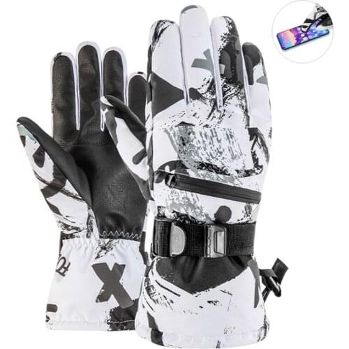 QUESHARK Professional Ski Gloves Men Women Winter Warm Waterproof Anti-slip Snowboard Touch Screen Snow Gloves Skiing Mittens